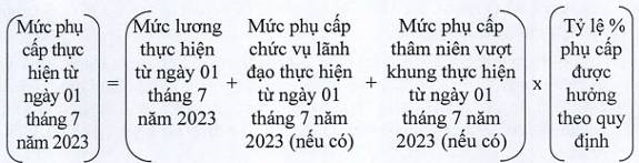 Đối với các khoản phụ cấp tính theo % mức lương hiện hưởng cộng phụ cấp chức vụ lãnh đạo và phụ cấp thâm niên vượt khung