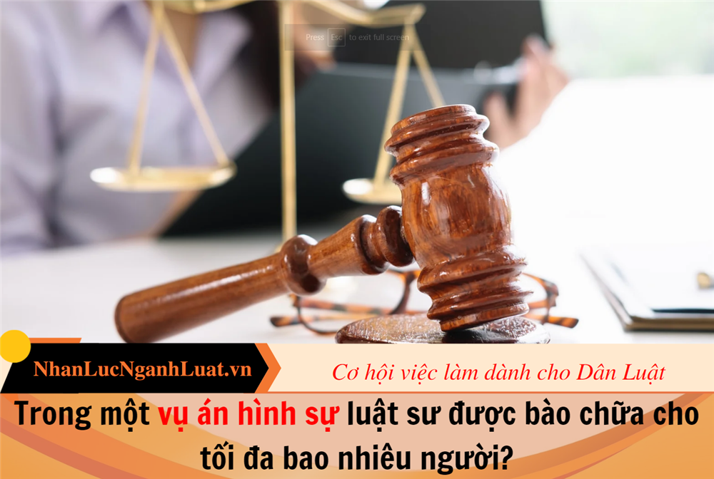 Trong một vụ án hình sự luật sư được bào chữa cho tối đa bao nhiêu người?