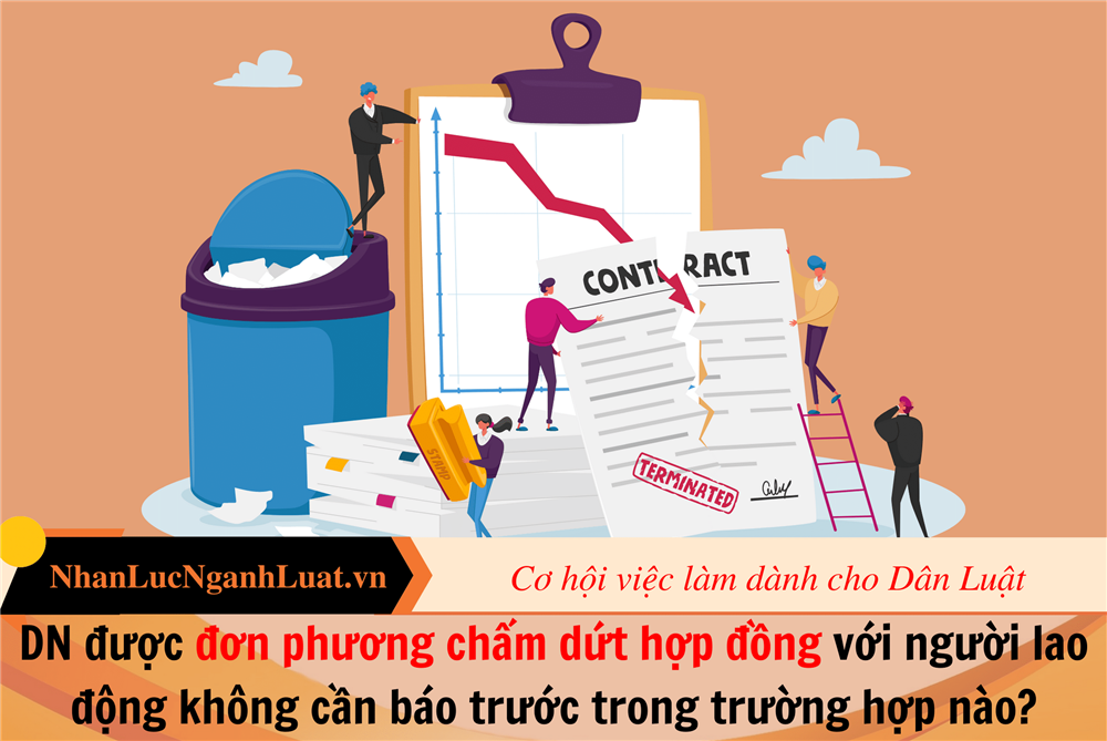 DN được đơn phương chấm dứt hợp đồng với người lao động không cần báo trước trong trường hợp nào?