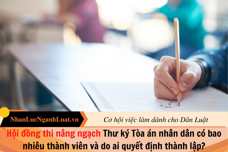 Hội đồng thi nâng ngạch Thư ký Tòa án nhân dân có bao nhiêu thành viên và do ai quyết định thành lập?