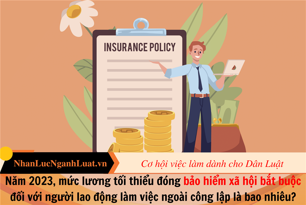 Năm 2023, mức lương tối thiểu đóng bảo hiểm xã hội bắt buộc đối với người lao động làm việc ngoài công lập là bao nhiêu?