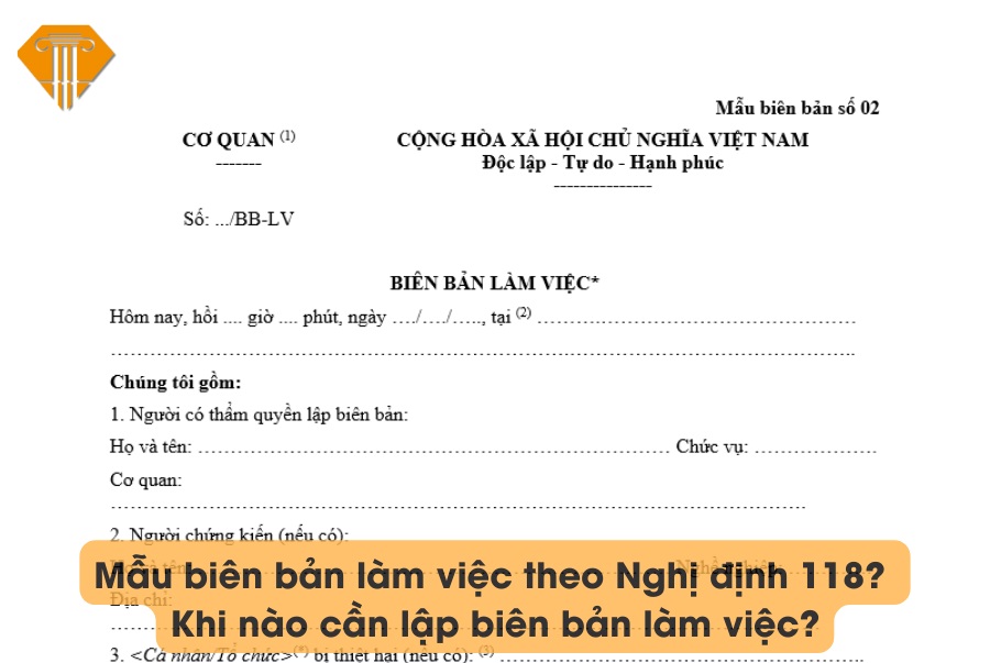 Mẫu biên bản làm việc theo Nghị định 118