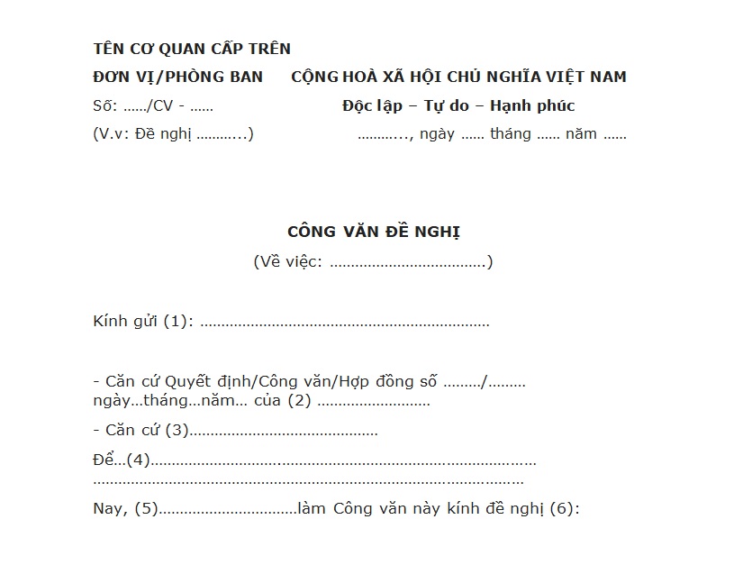 Mẫu công văn đề nghị