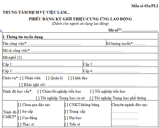 Mẫu số 03a/PLI